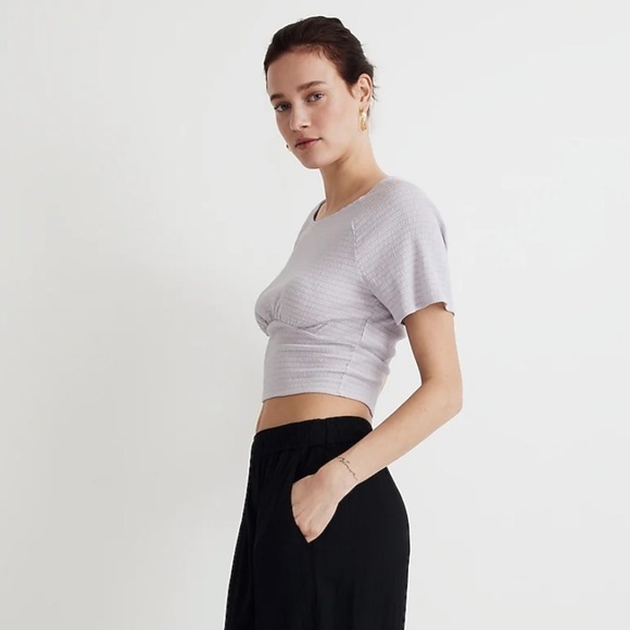 Madewell shirred crewneck crop top dusty lavender - Picture 2 of 6